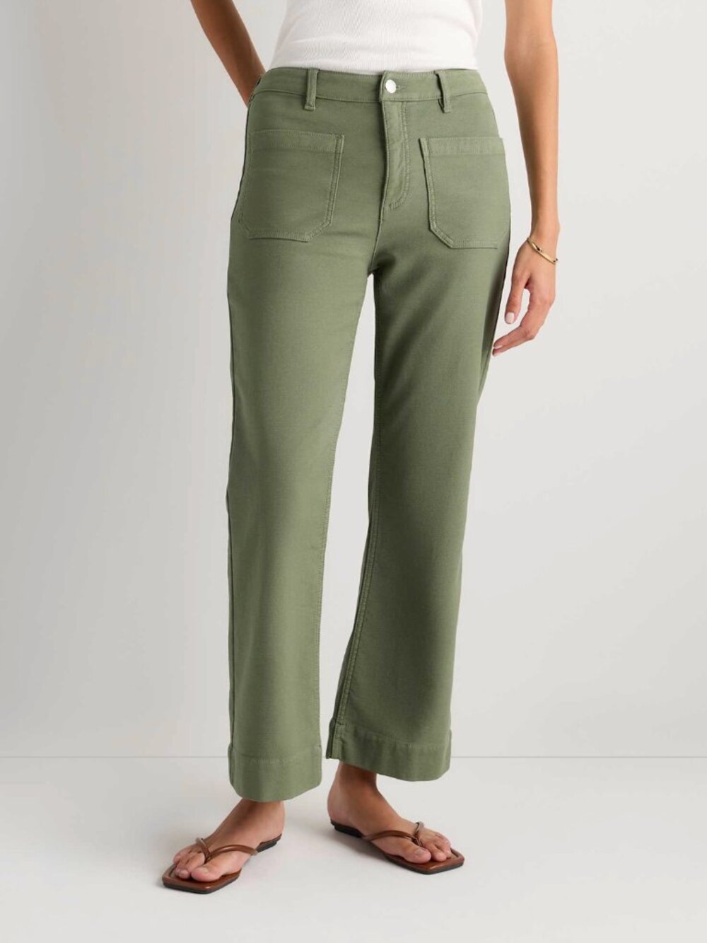 Quince | Short 28" French Terry Wide Leg Pants in Faded Cargo - Picture 1 of 12